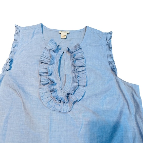 J.Crew Sleeveless Chambray Ruffle Top Women’s Size 4 - Picture 2 of 6